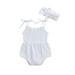 Nituyy Infant Baby Girls Floral Cotton Strappy Halter Romper Bodysuit Headband Ruffled Jumpsuit Sunsuit Baby Girl Summer Clothes