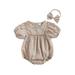 Nituyy Infant Baby Girl Pleating Romper Ruffle Lace Patchwork Floral Jumpsuit Summer Boho Outfit Vintage Clothes