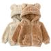 APEXFWDT Toddler Baby Bear Ears Shape Sweatshirt Fleece Warm Hoodies Clothes Toddler Zip-up Fuzzy Jacket Sweatshirt Outwear For Baby Boys Girl