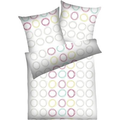 Bettwäsche DYCKHOFF "Strichkreise", bunt, B/L: 155cm x 220cm, , Frottee, B/L: 80cm x 80cm, Frottee, Obermaterial: 75% Baumwolle, 25% Polyester, Bettwäsche, aus Weichfrottier Image