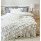 MOOWOO Waterfall Ruffle Duvet Cover,Twin 2 Piece Shabby Chic Bedding,Solid Color, Soft and Breathable with Zipper Closure & Corner Ties (White, Twin)