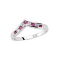 Jewelco London Ladies Sterling Silver Ruby-Red Cubic Zirconia Channel set Alternating Wishbone Eternity Ring