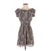 Pinky Casual Dress - A-Line: Tan Leopard Print Dresses - Women's Size Small