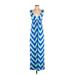 J.Crew Factory Store Casual Dress - Maxi: Blue Chevron Dresses - Women's Size Small