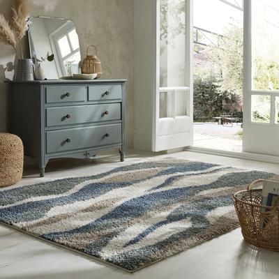 Hochflor-Teppich FLAIR RUGS "STREAM", blau, B:160cm H:30mm L:230cm, Kunstfaser, Teppiche Image