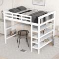 Lit cabane Lit enfant avec compartiment de rangement et bureau sous le lit, blanc 140 x 200 cm