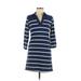 Vineyard Vines Casual Dress - Mini V Neck 3/4 sleeves: Blue Print Dresses - Women's Size X-Small