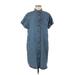 Lands' End Casual Dress - Shirtdress: Blue Dresses - Women's Size 8 Petite