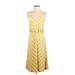 Angie Casual Dress - A-Line Scoop Neck Sleeveless: Yellow Chevron/Herringbone Dresses - Women's Size Small