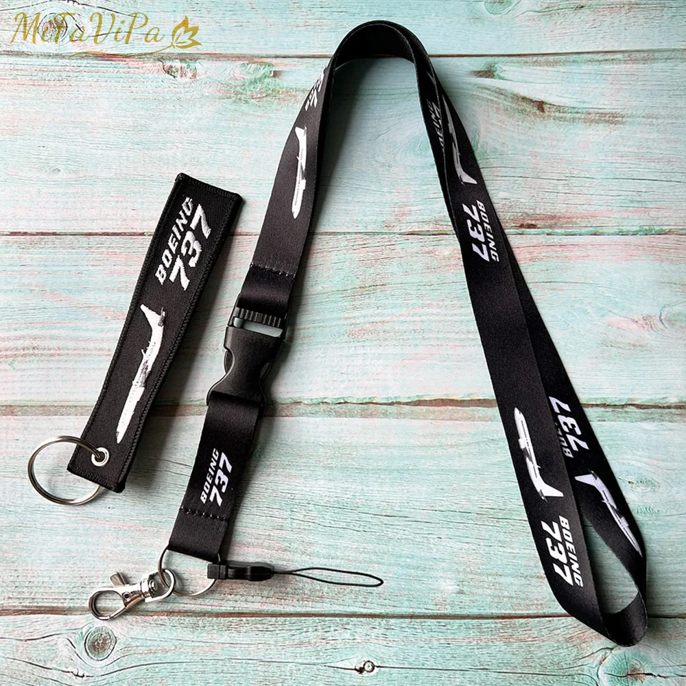 1 Set Boeing 737 Lanyards Schlüsselanhänger Set Umhängeband Telefon Chaveiro llavero Lanyard für Ausweishalter Flugbesatzung Geschenk für Pilot Image