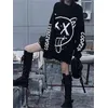 Harajuku Frauen Alt Emo T-shirts Übergroßen Langarm E Mädchen Pullover Hip-Hop-Punk Streetwear T-shirts Schwarz Lose T-Shirt Kleidung