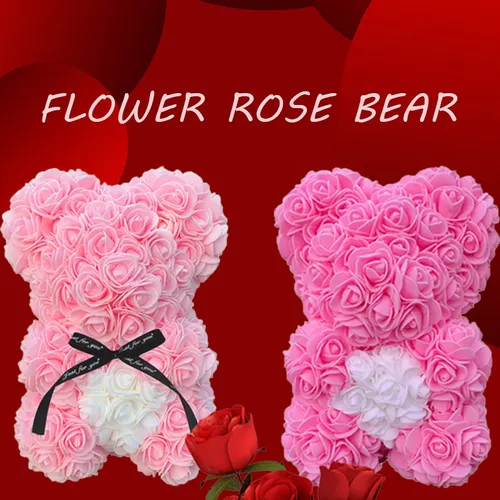25cm Rose Teddybären Herd künstliche Blume Bär für Frauen Valentinstag Hochzeit Geburtstag