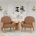 Accent Chair Armchair with Rattan Arms Upholstered Rattan Boho Accent Chair for Living Room Bedroom