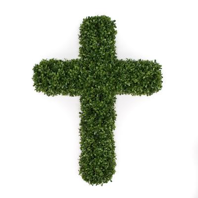 Faux Boxwood Cross 26" X 18"