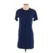 Madewell Casual Dress - Shift Crew Neck Short sleeves: Blue Print Dresses - Women's Size 2X-Small