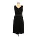 Ann Taylor LOFT Casual Dress - Sheath V Neck Sleeveless: Black Print Dresses - Women's Size 6