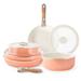 Caannasweis-10 Pieces Nonstick Cookware Sets w/ Detachable Handles Non Stick/Aluminum in Gray | Wayfair 9535-6PCS-Pink