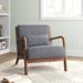 Accent Chair - Sand & Stable™ Hertford Upholstered Linen Blend Accent Chair w/ Wooden Legs and One Pillow Linen/Wood in Gray | Wayfair