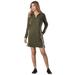 Vevo Active Women's Long-Sleeved Track Dress (Size 3X) Olive Night/White, Cotton,Polyester