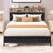 Trent Austin Design® Naumann Storage Bed w/ Built-in Outlets Wood & /Upholstered/Metal in Black | 47.6 H x 60.2 W x 85.8 D in | Wayfair