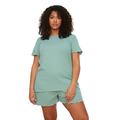 TRENDYOL Damen Women Plain Knit T-Shirt-Short Plus Size Pajamas Set Pyjama, Minze, 3XL Größen (2er Pack)