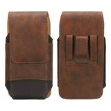 Uxcell Phone Belt Holder Case for 6.6-7.2 Cell Phones XXL Vertical Grain Leather Phone Belt Pouch Dark Brown