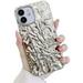 Compatible with iPhone 11 Case Cute 3D Tin Foil Pleated Luxury Phone Cover for Women Girls Cool Bling Designer Soft Slim Case for iPhone 11 Silver