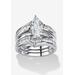 Women's 3.57 Cttw. Cubic Zirconia 2 Piece Bridal Ring Set In .925 Sterling Silver by PalmBeach Jewelry in White (Size 6)