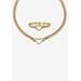 Women's Yellow Gold Ion-Plated Stainless Steel Heart Bracelet And Necklace 16 Inch by PalmBeach Jewelry in Gold