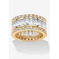 Women's 9.34 Tcw Emerald-Cut Cubic Zirconia Eternity Band In 14K Gold-Plated Sterling Silver by PalmBeach Jewelry in White (Size 8)