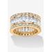 Women's 9.34 Tcw Emerald-Cut Cubic Zirconia Eternity Band In 14K Gold-Plated Sterling Silver by PalmBeach Jewelry in White (Size 8)