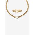 Women's Yellow Gold Ion-Plated Stainless Steel Heart Bracelet And Necklace 16 Inch by PalmBeach Jewelry in Gold