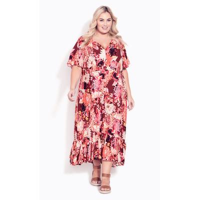 Sasha Flutter Sleeve Maxi Dress - pink dahlia