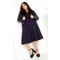 Cute Girl Elbow Sleeve Dress - navy