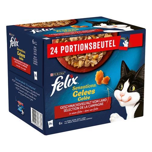 24x 85g Felix ""Sensations"" Pouches Rind, Huhn, Ente, Lamm Katzenfutter nass