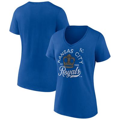 Women's Fanatics Branded Royal Kansas City Royals Hometown Retro Crown V-Neck T-Shirt