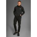 Mens Black Man Active Gym Hooded Tracksuit, Black