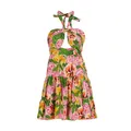 Gioa Floral Cut-Out Silk Minidress