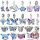 100% 925 Sterling Silver Beads Colorful Butterfly Flower Bracelet Pendant For Charm Bracelet DIY