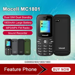 Mocell MC1801 Feature Phone 2.4" 1800mAh Battery Dual Sim Dual Standby Loud Speaker MP3 MP4 FM Radio