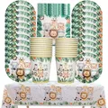 Jungle Animals Birthday Decoration Disposable Tableware Set Wild One Baby Shower Boy Kids Woodland