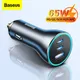 Baseus 65W USB Type C Car Charger Quick Charge QC 4.0 PD 3.0 Fast Charge Charger in Car For iPhone