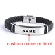 Black Sesame Custom name Logo Leather Bangle & Bracelet Personalized Stainless Steel Bracelets For