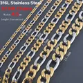 Width 3.0mm-7.5mm Statement Stainless Steel Necklace Vintage Figaro Chains Women Silver and Gold