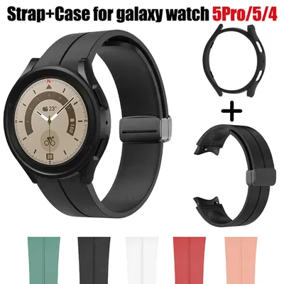 Silicone Strap+Case for Samsung Galaxy Watch 5 Pro 45mm Magnetic Band PC Case for Galaxy Watch 5