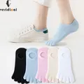 5 Pairs Summer Invisible Toe Socks Woman Girl Cotton Thin Solid Soft Shallow Mouth Breathable