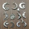 20pcs Charms Moon Antique Silver Color Moon Angel Charms Jewelry Findings DIY Moon Star Charms