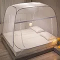 Mongolian Tent Square Mosquito Net Double Bed Curtain One-touch Foldable Zipper Two Doors 2023 New