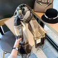 Luxury Plaid Scarf Winter Warm Cashmere Women Long Bandana Pashmina Foulard Female Scarves Tassel