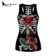 [You're My Secret] Gothic Floral Skeleton Tank Tops Women Red Rose Printed T-shirt Sleeveless Hollow